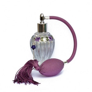 Decorative Silver Lavender Rose Glass Perfume Atomizer Bottle Romantic Hand Painted Victorian Decor Unique Gifts for Women FREE SHIPPING