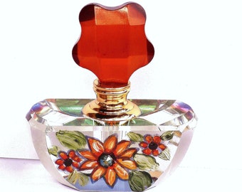 Hand Painted Sunflower Glass Perfume Bottle Bohemian Decor Boho Floral Decorations FREE SHIPPING