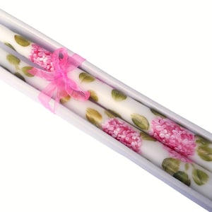 Painted Pink Hydrangea Flower Taper Candles Romantic Floral Spring Decor FREE SHIPPING