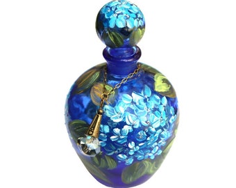 チェコスロバキア産、コバルトブルーの宝石付きヴィンテージ香水瓶