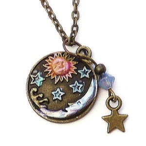 Little Sun and Moon Stars Charm Pendant Necklace Bohemian Hippie Boho Jewelry FREE SHIPPING