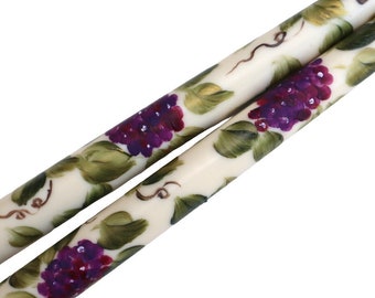 Battery Operated Hand Painted Grapes Flameless Taper Candles Mediterranean Decor FREE SHIPPING