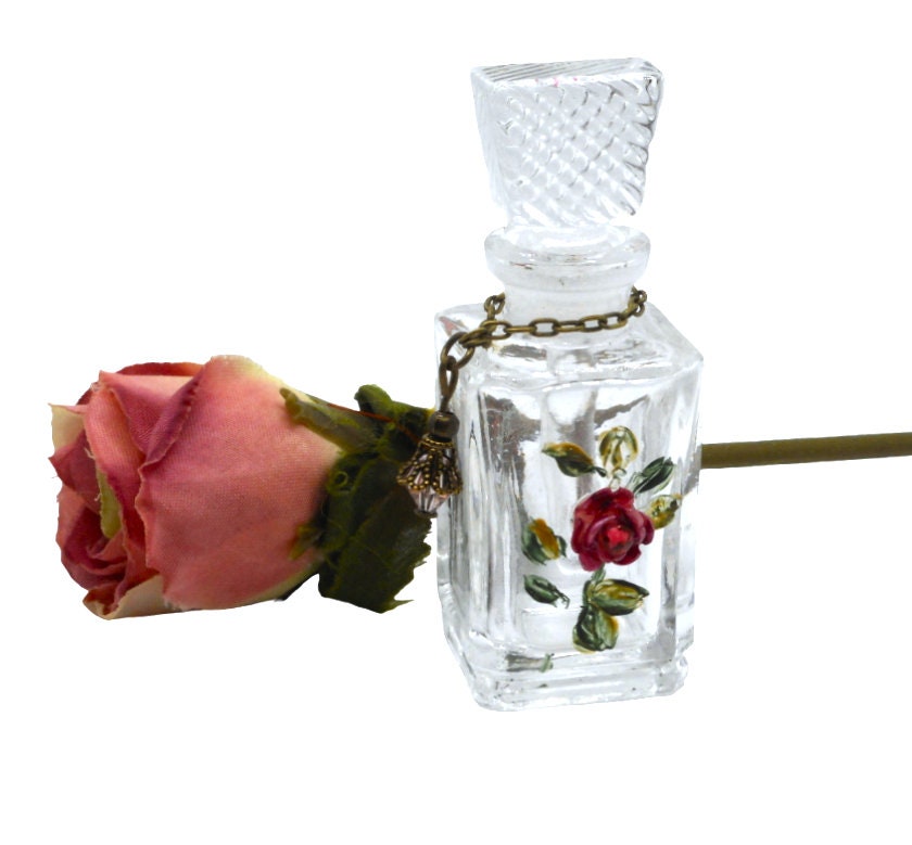 Decoração estilo vintage bonito miniatura mini frasco de perfume de vidro com bastão de dauber romântico chique gasto rosa decoração de rosas FRETE GRÁTIS