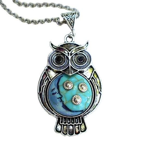 Turquoise Sterling Silver Owl Filigree Necklace 22 Turquoise Sterling Silver Owl Filigree Necklace 22