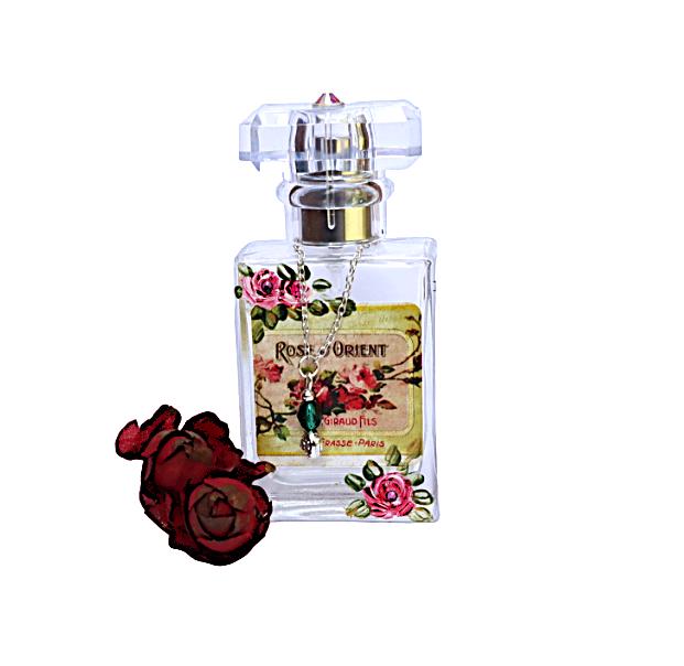 Vintage French Perfume Label Bottle: Hand Painted Roses, Romantic