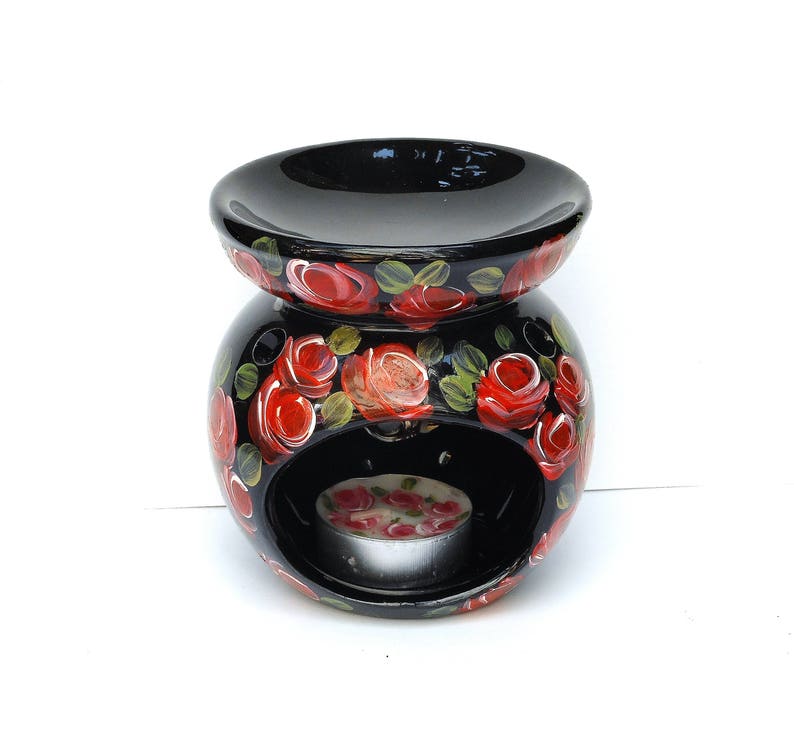 Black Ceramic Essential Oil Warmer Burner Tea Light Candle Etsy