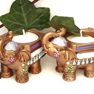 Single Boho Gold Elephant Tea Light Candle Holder Indian - Etsy