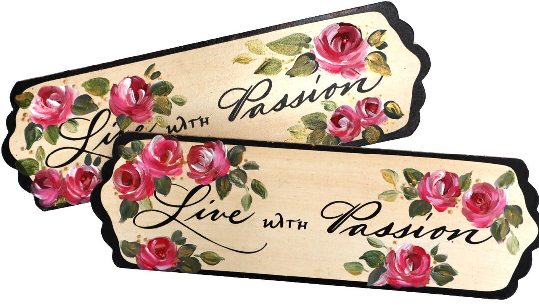 Hand Painted Roses Wood Sign: Decorative Shabby Chic Floral Wall Decor ...