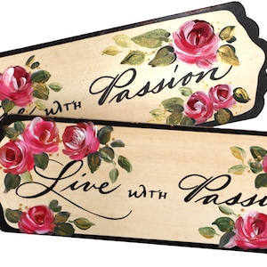 Decorative Hand Painted Lightweight Wood Bedroom Bathroom Wall Sign Plaque Romantic Rose Shabby Chic Decor FREE SHIPPING