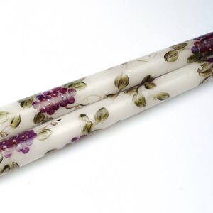 Hand Painted Grape Taper Candles Grapevines Tuscan Mediterranean Decor FREE SHIPPING image 5