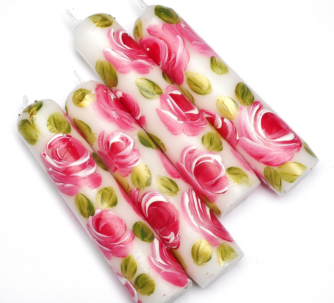Choose Set Small Pink Rose Candles Romantic Victorian Shabby - Etsy