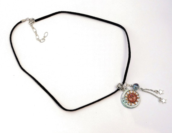 Collana con stella lunare in argento sterling, collana a