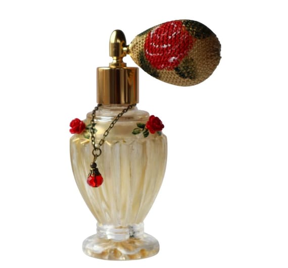 Vintage Gold Glass Perfume Bottle With Rose Atomizer Bulb