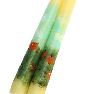Hand Painted Pumpkin Patch Decorative Taper Candles Halloween Pumpkin Decorations Thanksgiving Tapered Candlesticks Dining Room Table Decor