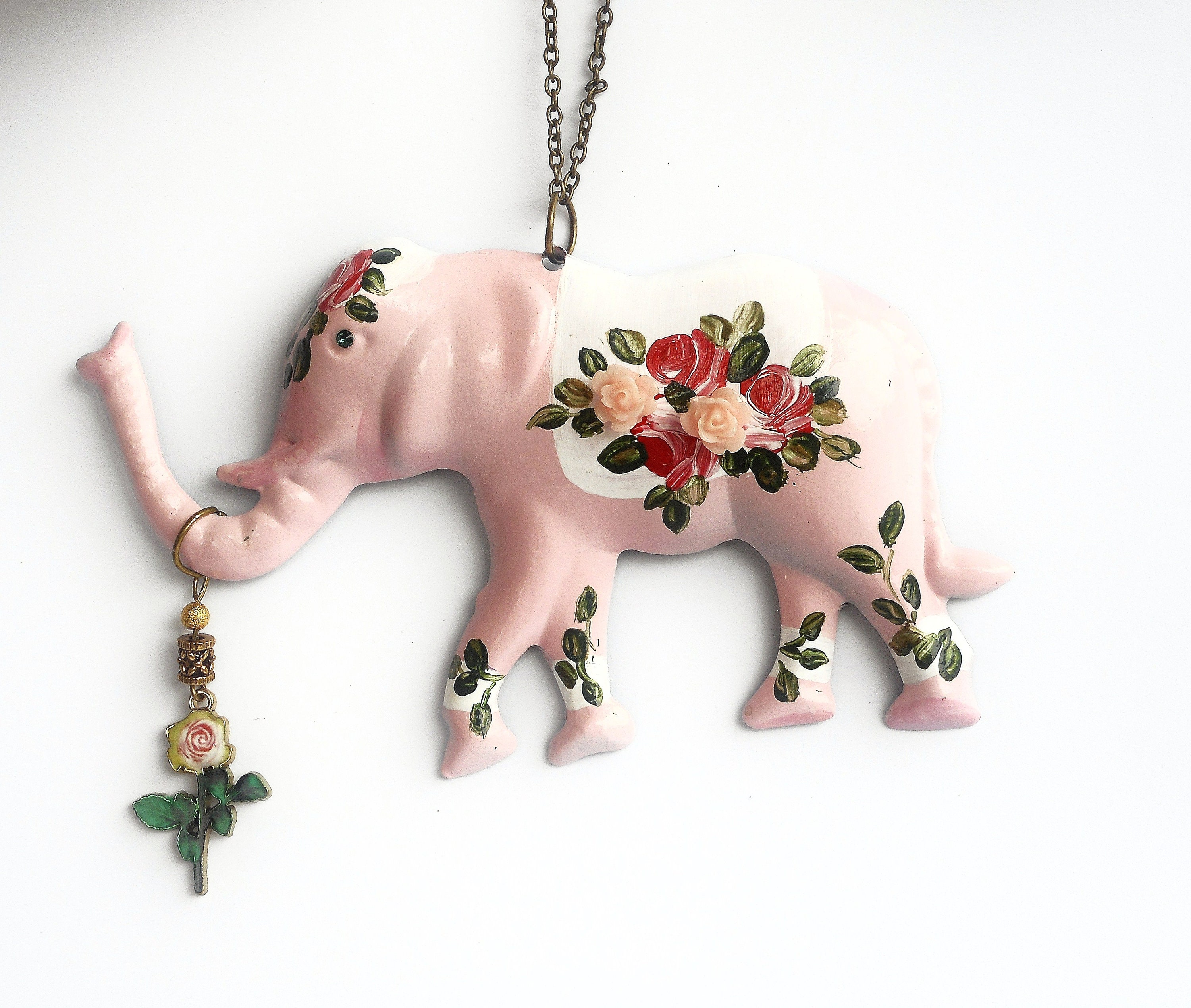 Pink Elephant Christmas Ornament 