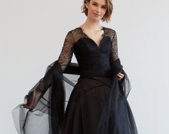 Black wedding dress lase