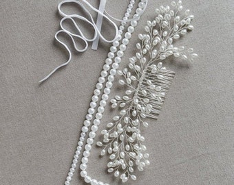 Extra Long Bridesmaid Wedding Bridal Rich Tafetta Sash ( Belt ) with crystals, pearls, beads - 100% natural silk