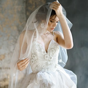 Couture wedding dress premium  silk tafetta , handmade embroided/ PILVIA