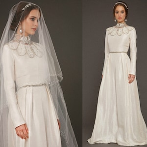 a-line wedding dress, wedding dress long sleeve/ Vaziliki