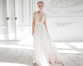 Bohemian wedding dress ethereal lightweight/ AMALZEYA