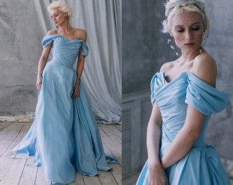 Blue wedding dress with open shoulders/ Alya