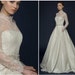 AMPELLA / romantic lace illusion long sleeve wedding dress unique corset wedding gown with sheer back Lace corset wedding dress with pockets