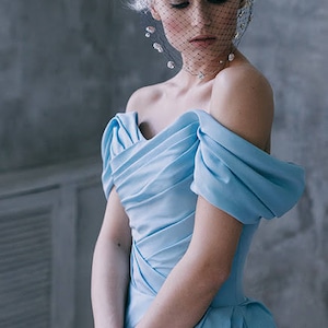 Blue wedding dress with open shoulders/ Alya image 4