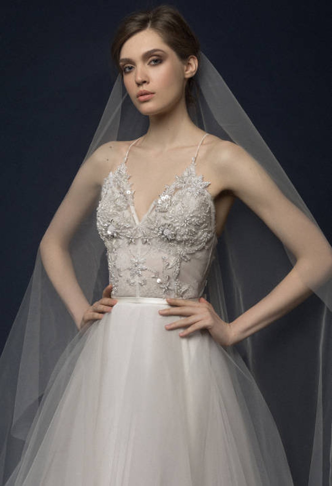 Ivory-smoky Wedding Dress Silk Chiffon A-line Open Back Tulle - Etsy
