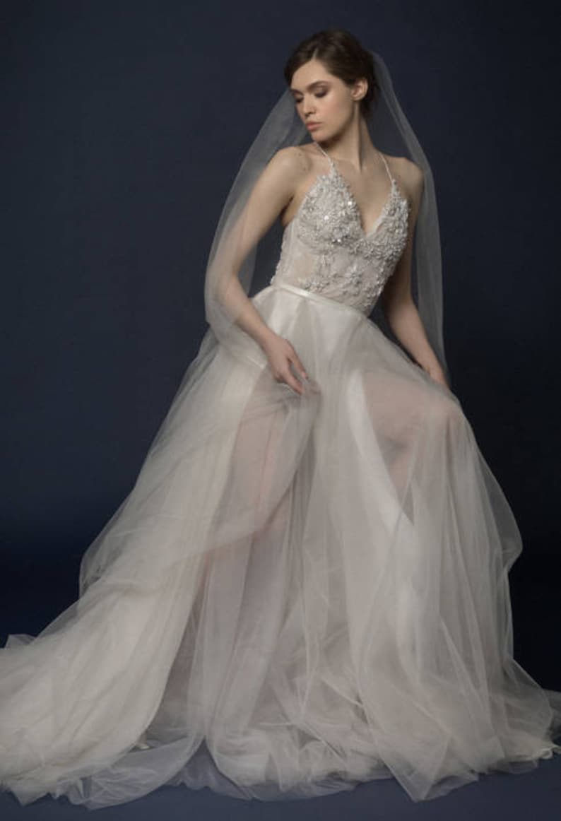 Ivory-smoky wedding dress/ Almina image 4