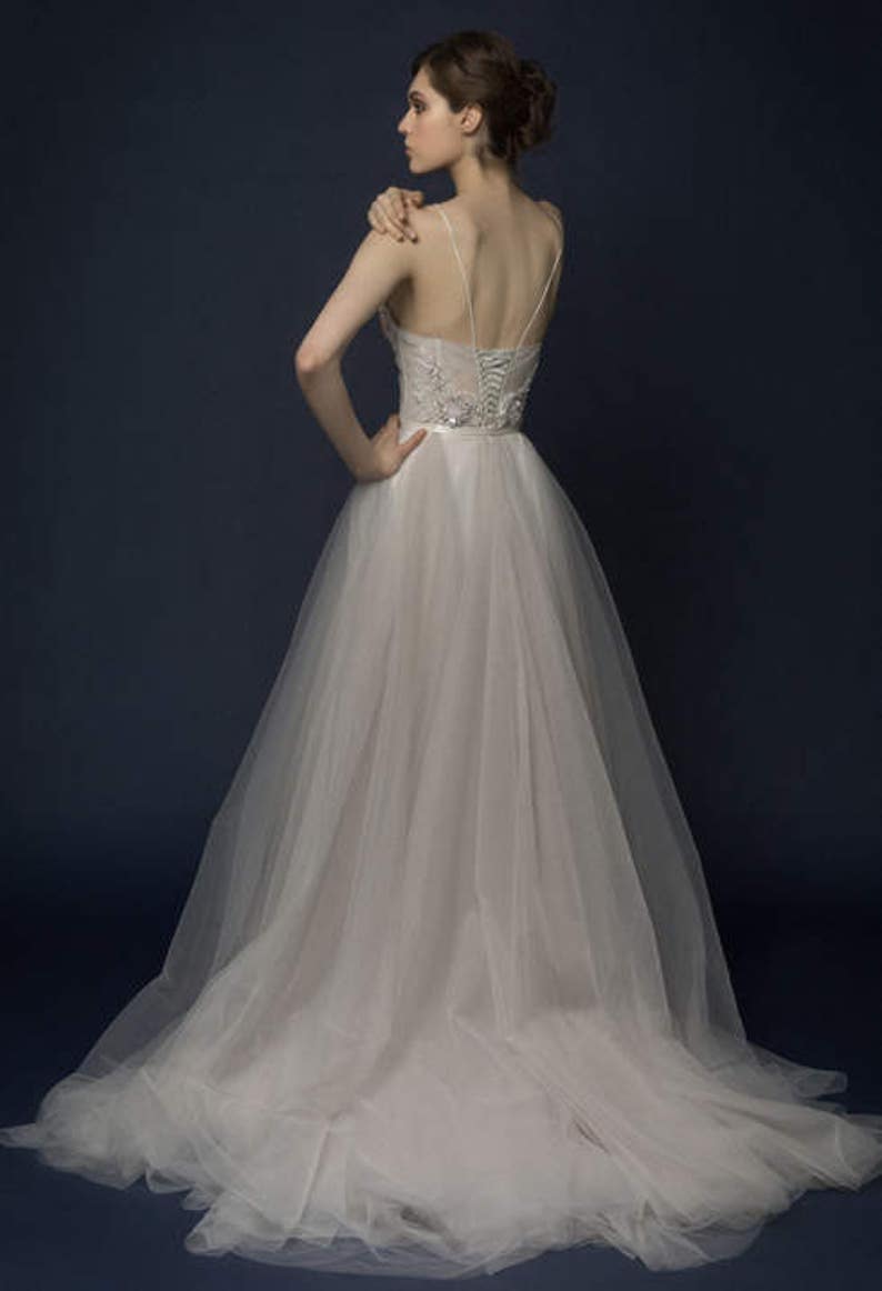 Ivory-smoky wedding dress/ Almina image 7
