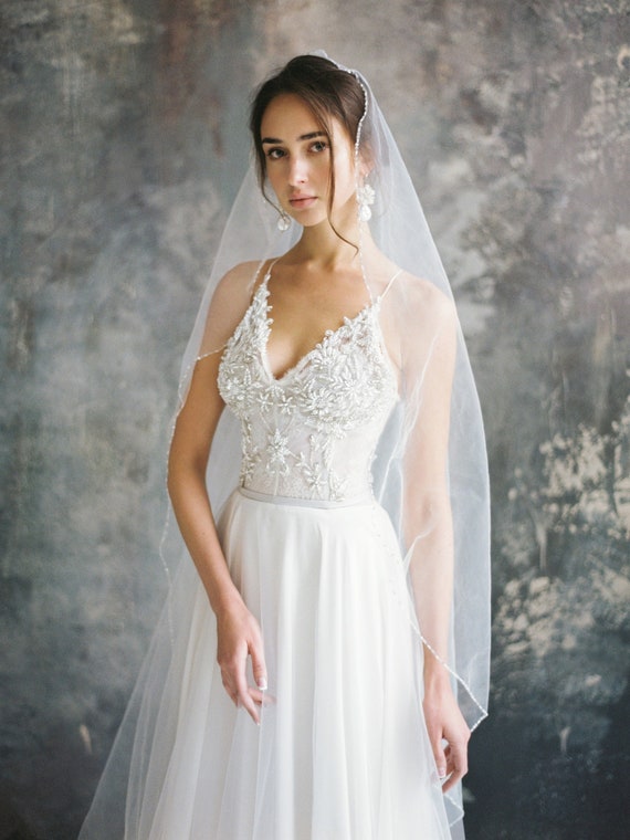 ALMANA / wedding dress silk a-line open back beautiful lacing | Etsy