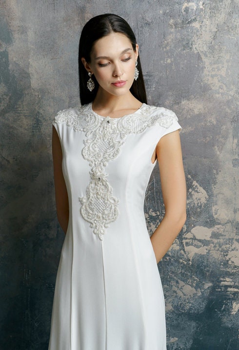 Cap Sleeve Wedding Dress | Etsy