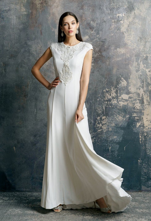 Cap Sleeve Wedding Dress | Etsy