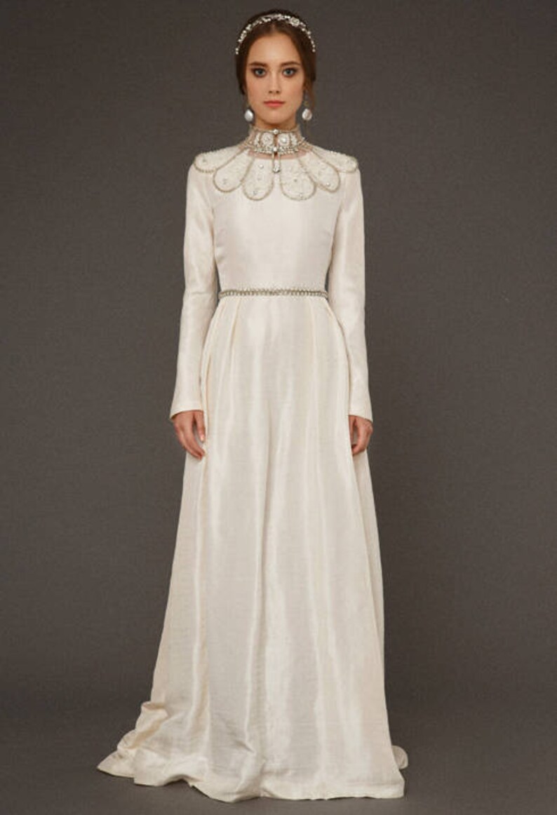 long sleeve ivory gown