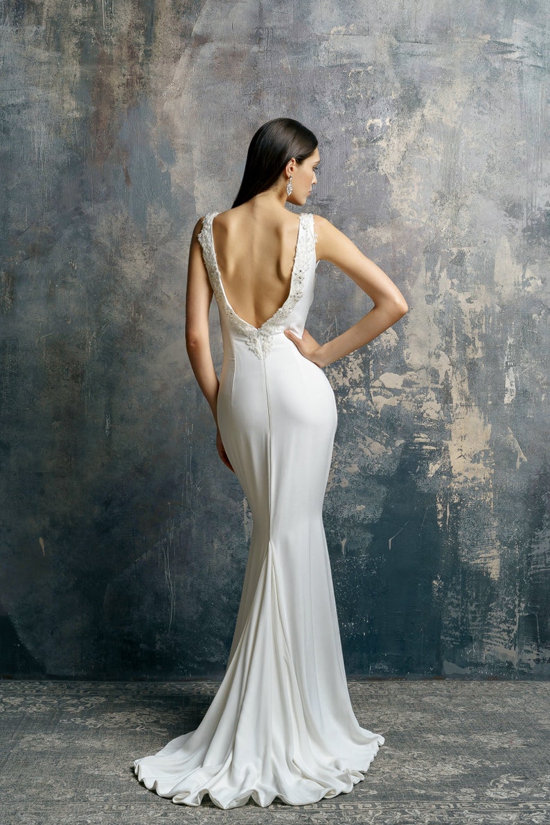 Oliashowroom Sample Mermaid Low Back Wedding Gown Hand Etsy