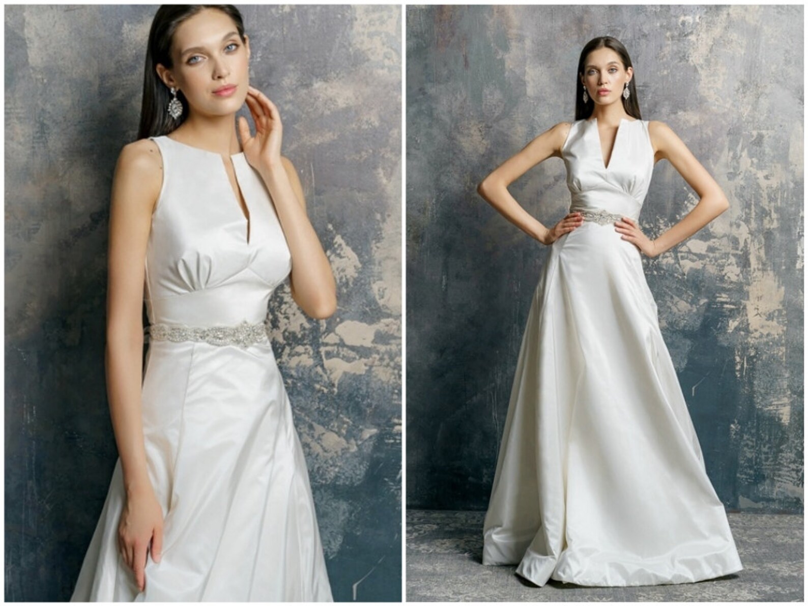 Modest elegant wedding dress with vertical sexy lowcut made Etsy