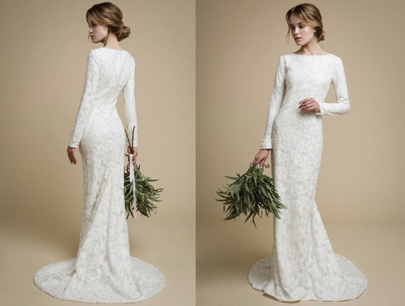 Long sleeve wedding dress | Etsy
