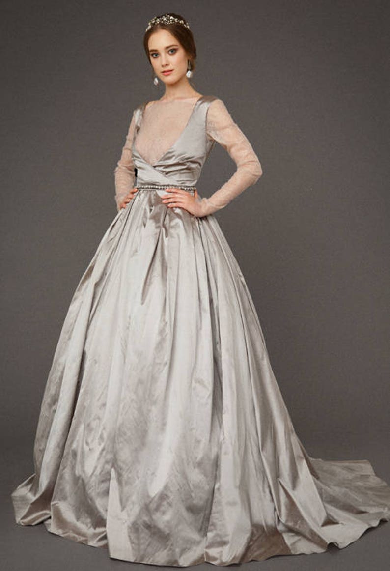 Silver wedding dress Etsy