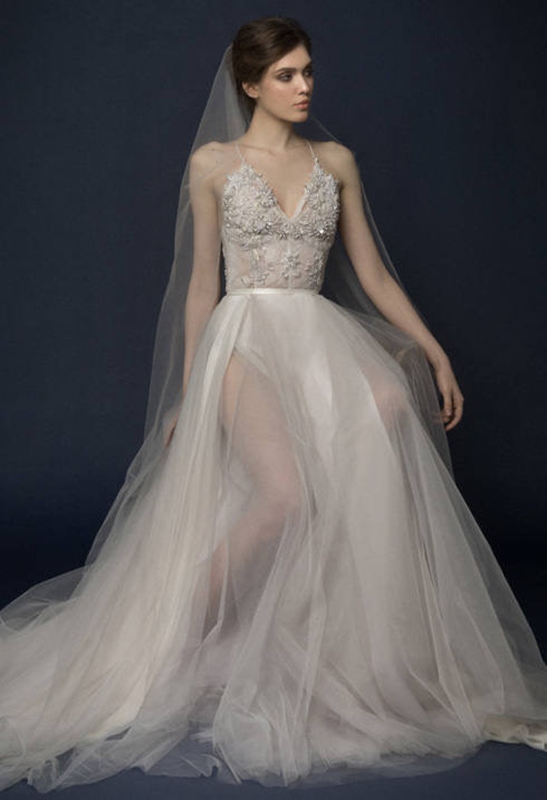 Ivory-smoky wedding dress/ Almina image 2