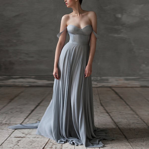 Grey Wedding Dress Etsy