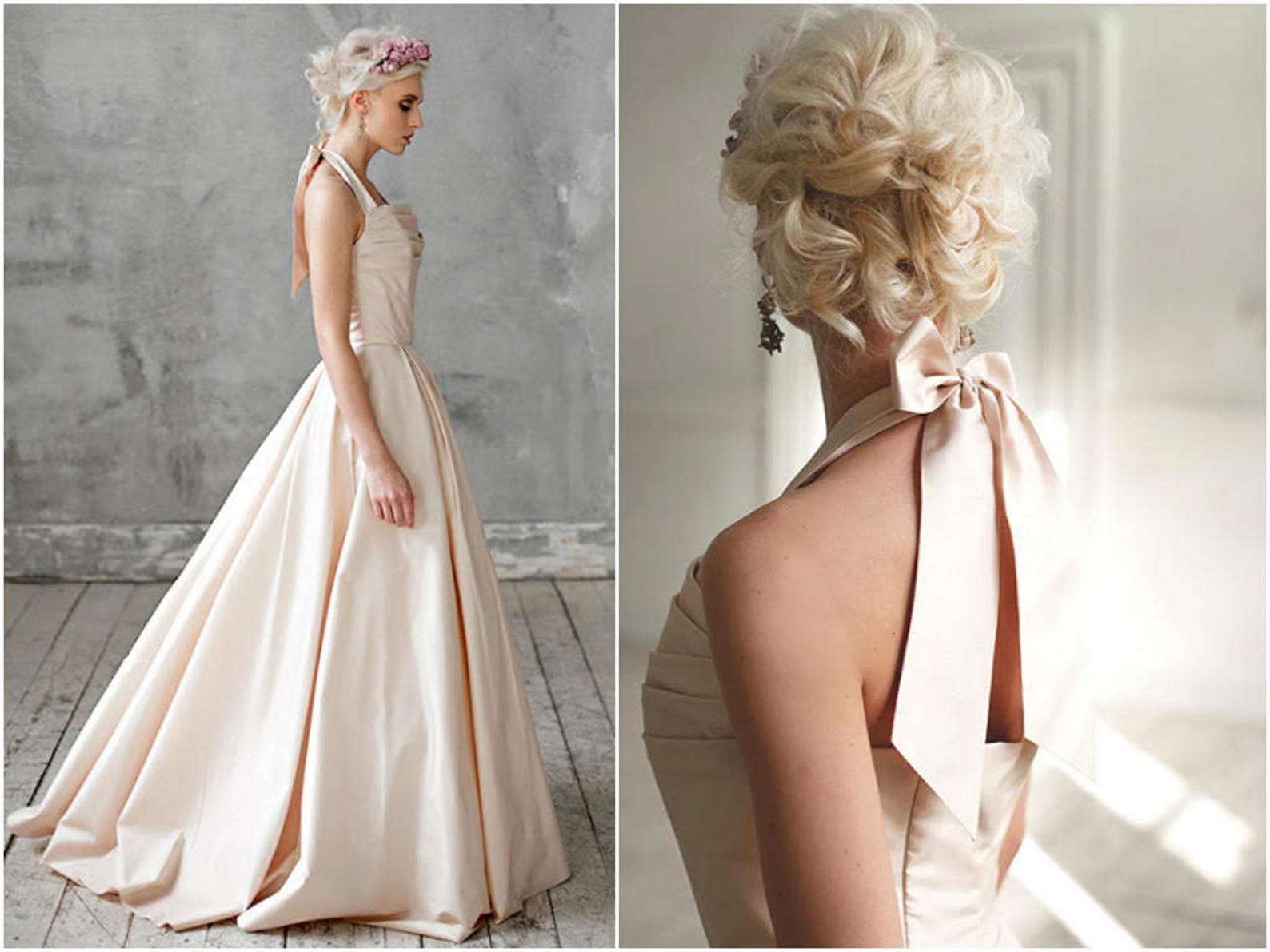 Pink Wedding Dress Low Back Corset Color Bridal Gown / - Etsy