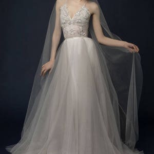 Ivory-smoky wedding dress/ Almina image 10