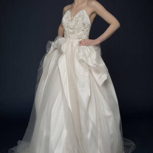Couture wedding dress premium silk tafetta , handmade embroided/ PILVIA image 6