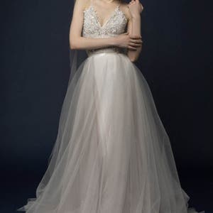 Ivory-smoky wedding dress/ Almina image 5