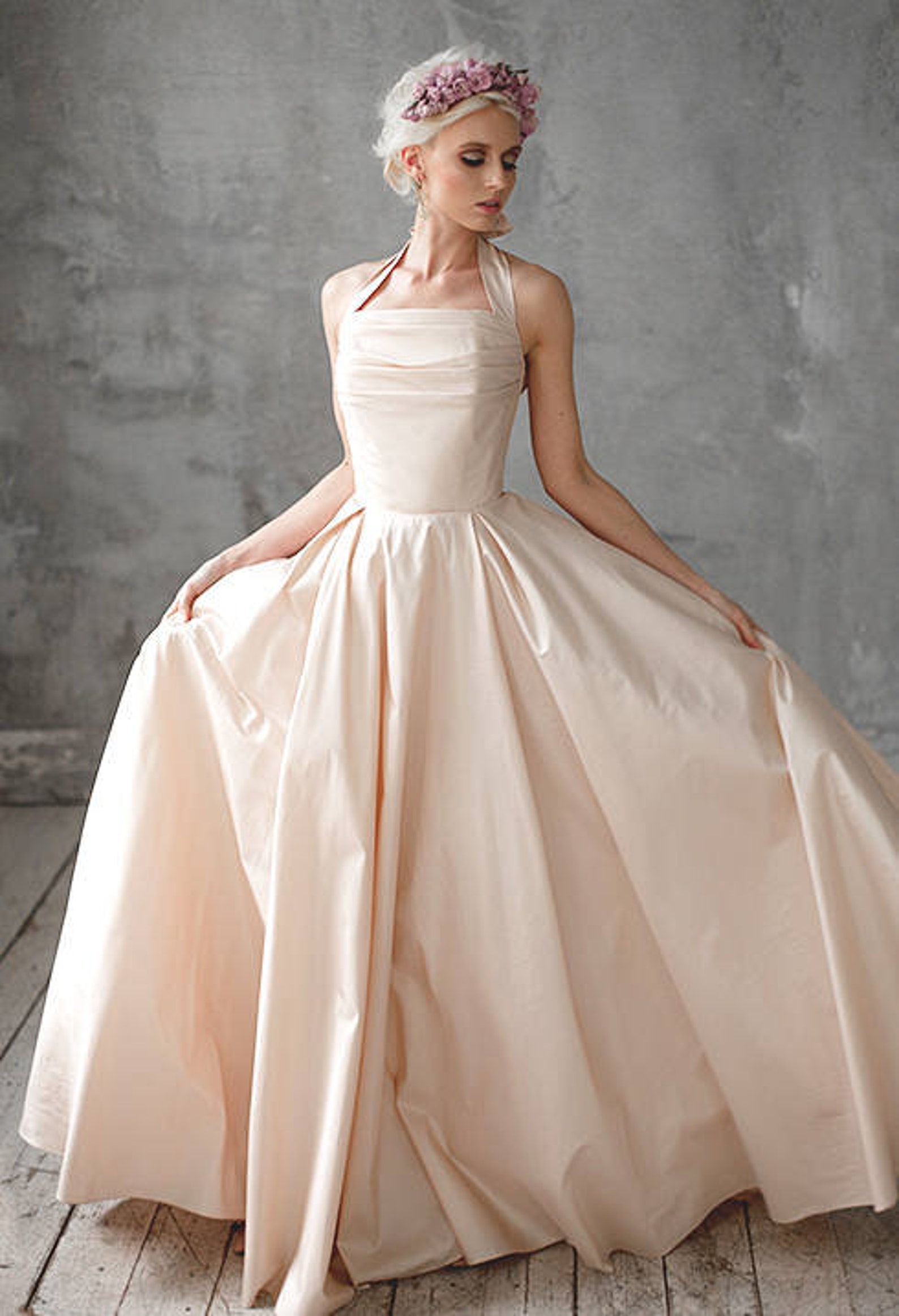 Pink Wedding Dress Low Back Corset Color Bridal Gown / - Etsy