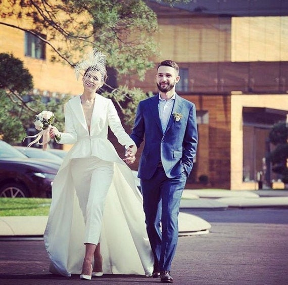 Pantsuit Wedding Dress Bridal Jumpsuit Etsy