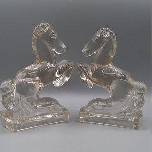 Pair of rearing horses bookends by LE Smith