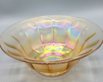 Iridescent marigold carnival glass bowl