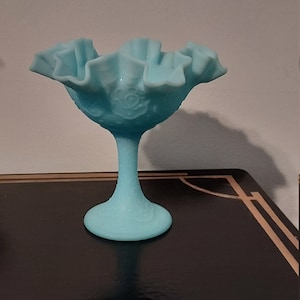 Componte fenton de vidrio satinado azul