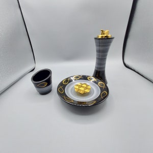 Vintage Evans 3 piece set cigarette lighter, ashtray,  and cigarette cup